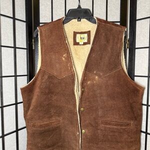 Vintage 1980s Texco Sherpa Lined Denim Button Up Vest
